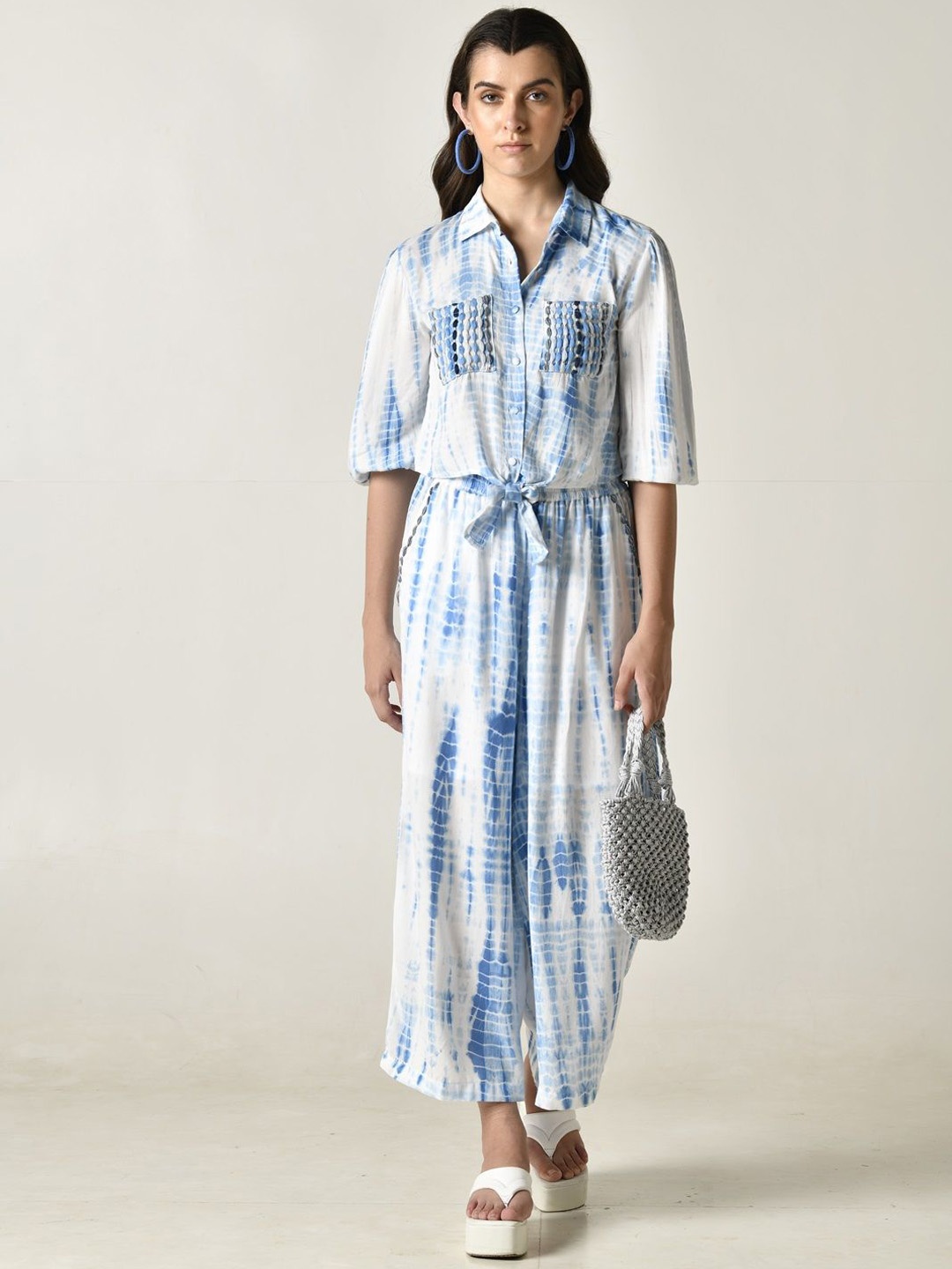 

STIL O STITCH Dyed Shirt Collar Shirt And Trousers, White