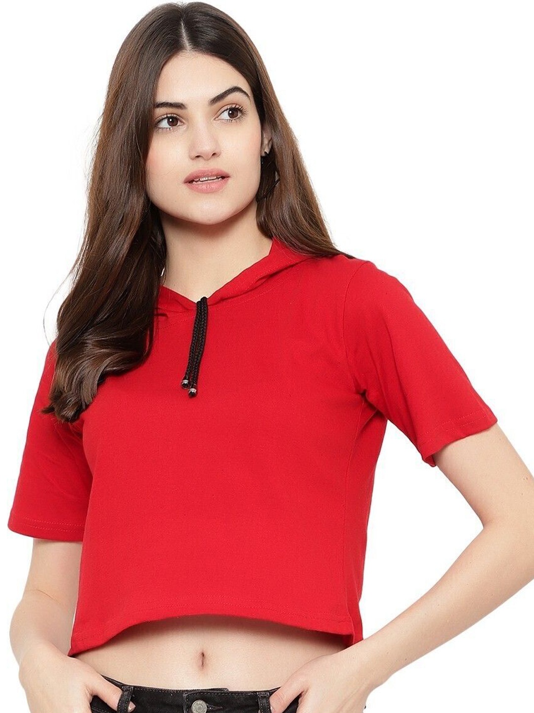 

DEEPMAYRA COLLECTION Cotton High-Low Top, Red