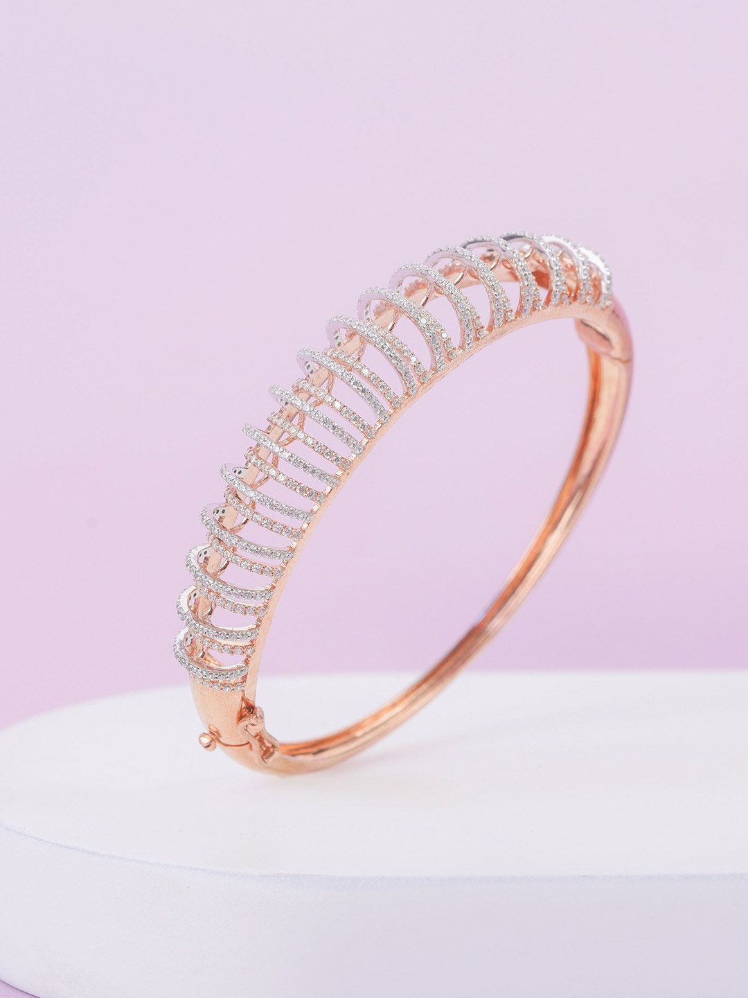 

KIORAH Women Sterling Silver Rose Gold-Plated Bangle-Style Bracelet