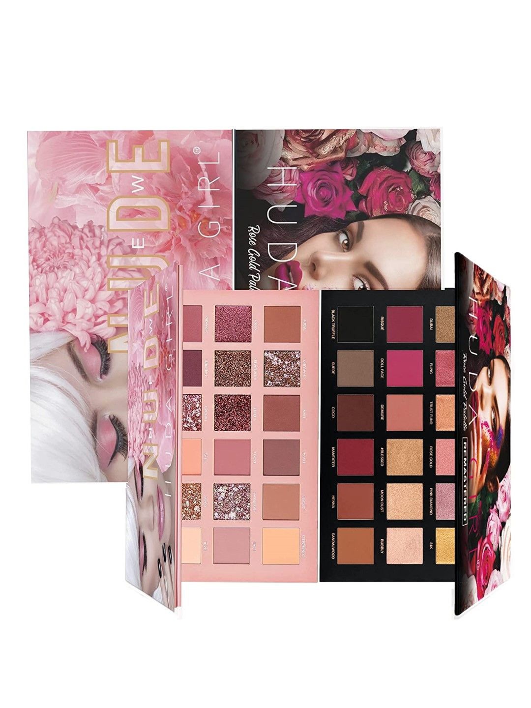 

Huda Girl Set Of 2 36-Color Matte And Shimmer Eyeshadow Palette- Rose Gold & Nude Edition