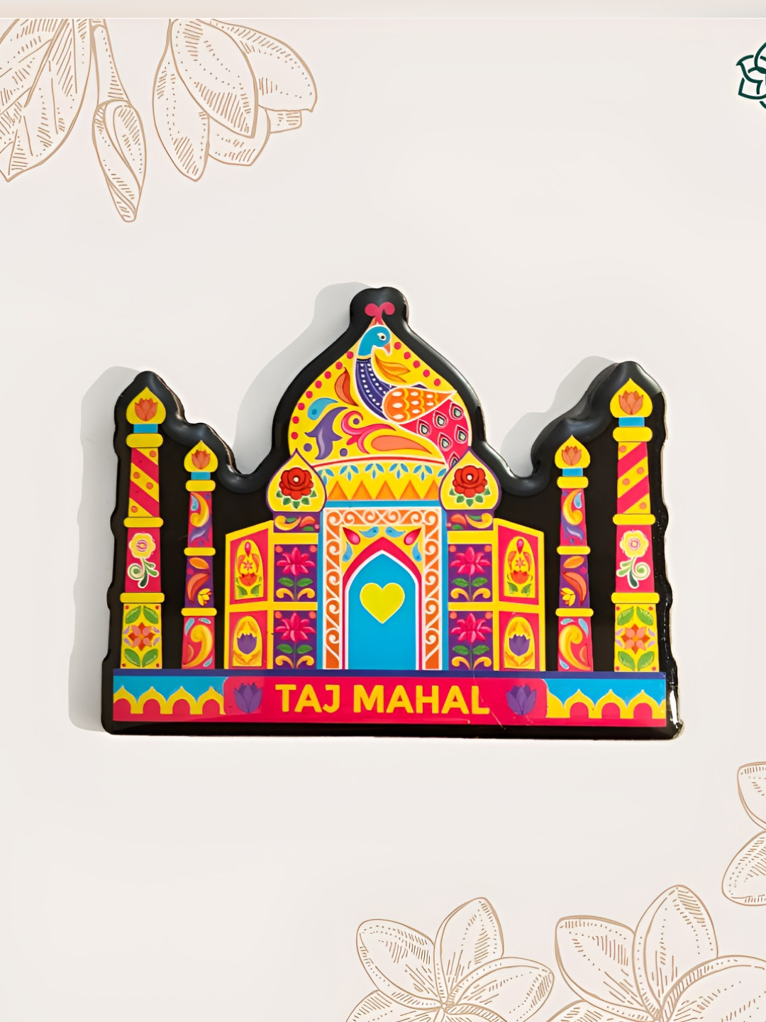 

MAATIR DESIGNS Yellow & Blue Printed Taj Mahal Magnet