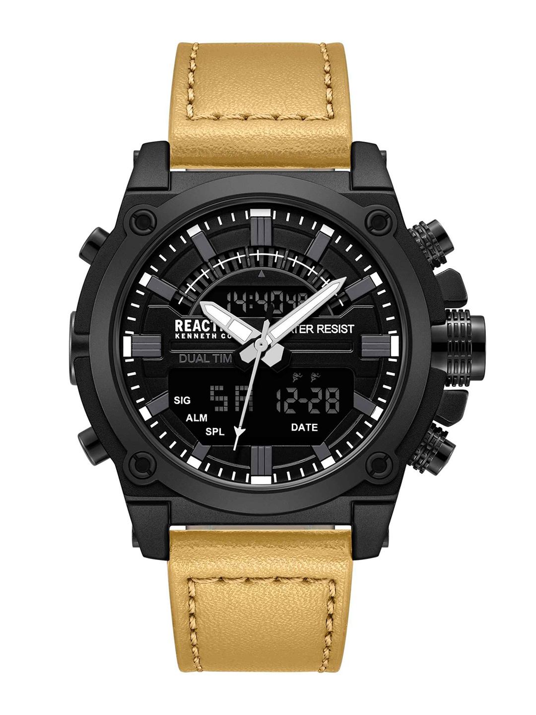 

REACTION KENNETH COLE Men Dial & Leather Straps Analogue Watch KRWGP0069904, Black