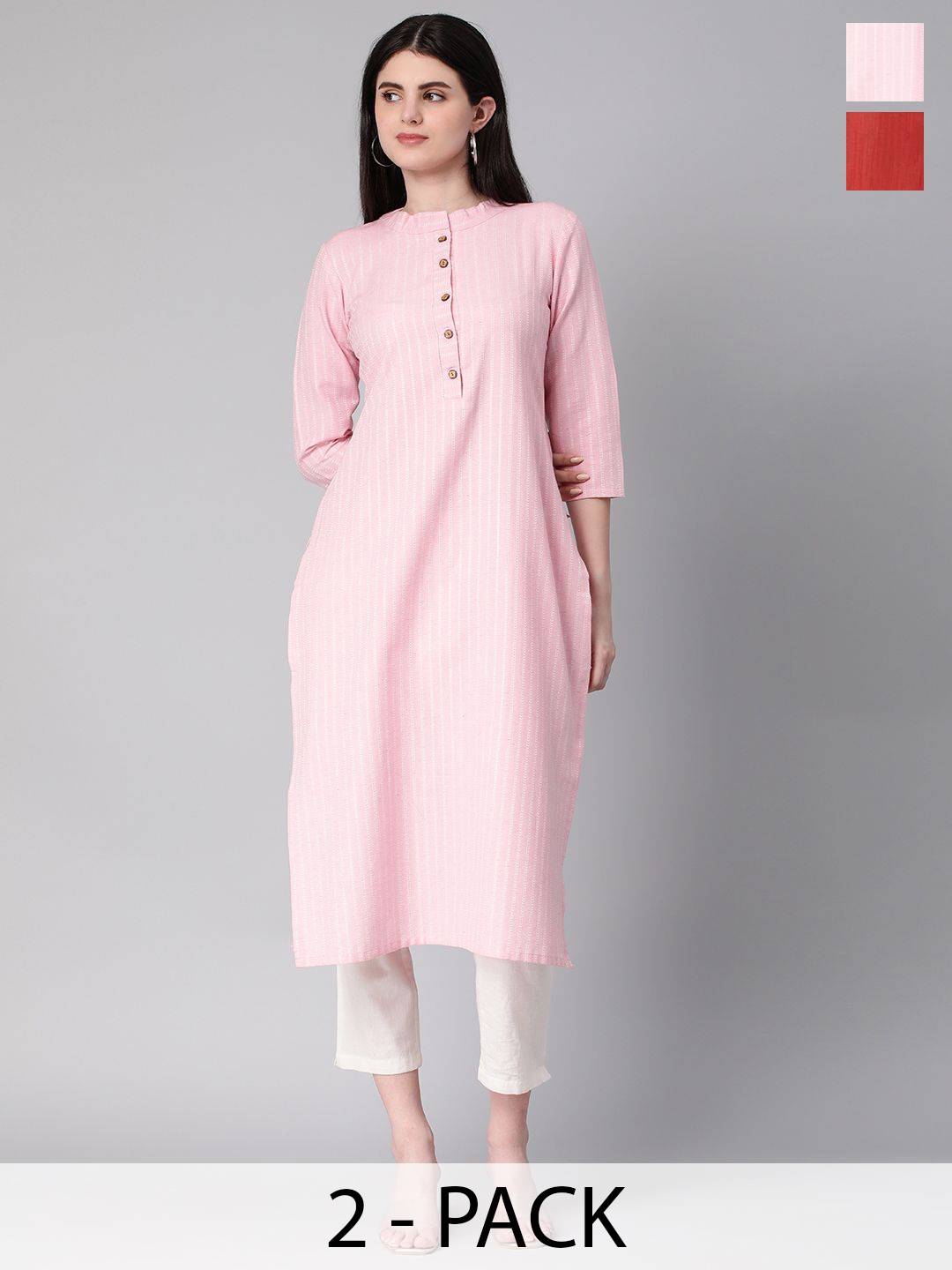 

KALINI Women Checked Kurta, Pink