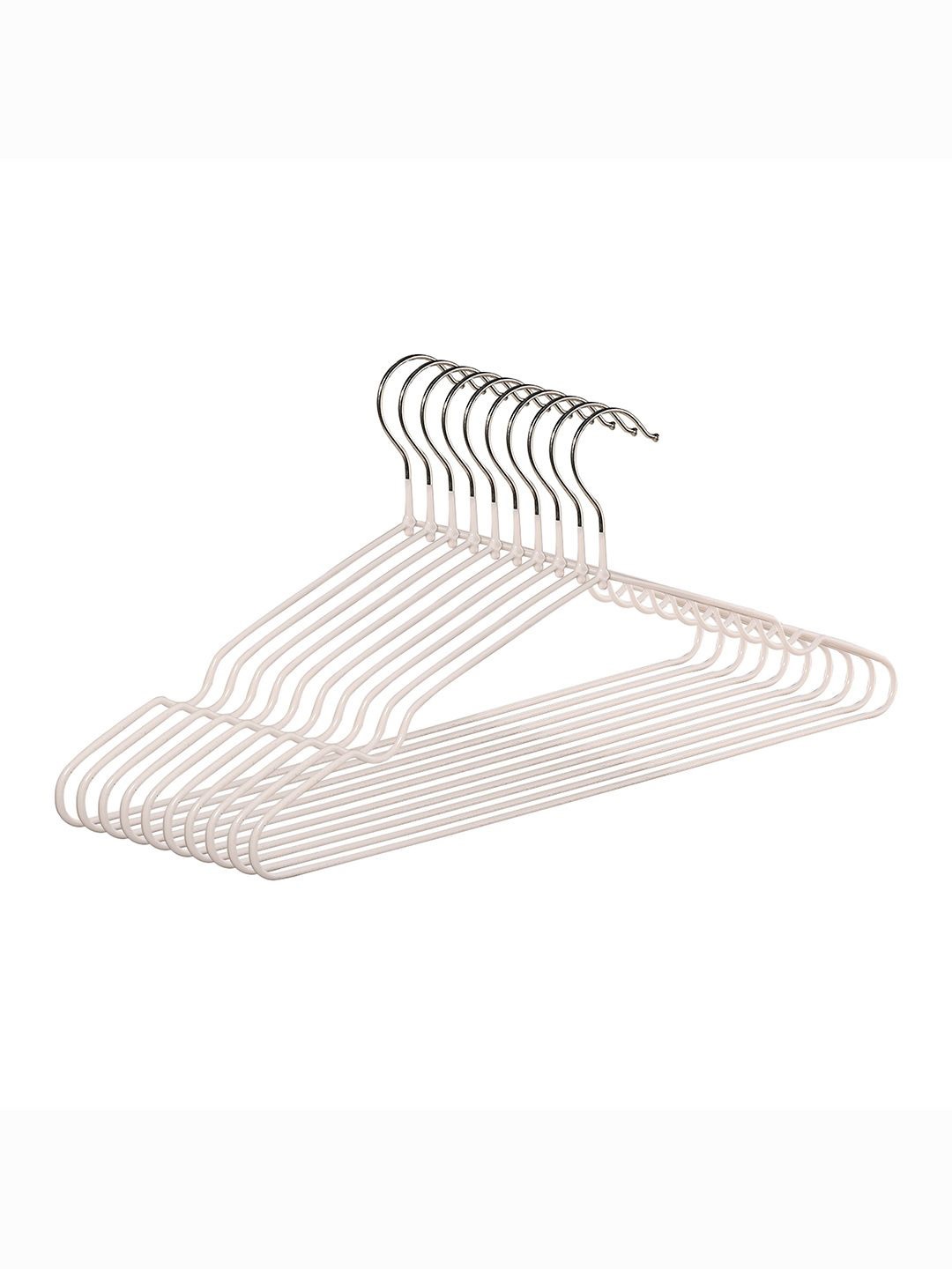 

Kuber Industries 10 Pcs Multipurpose Cloth Hangers for Wardrobe, White