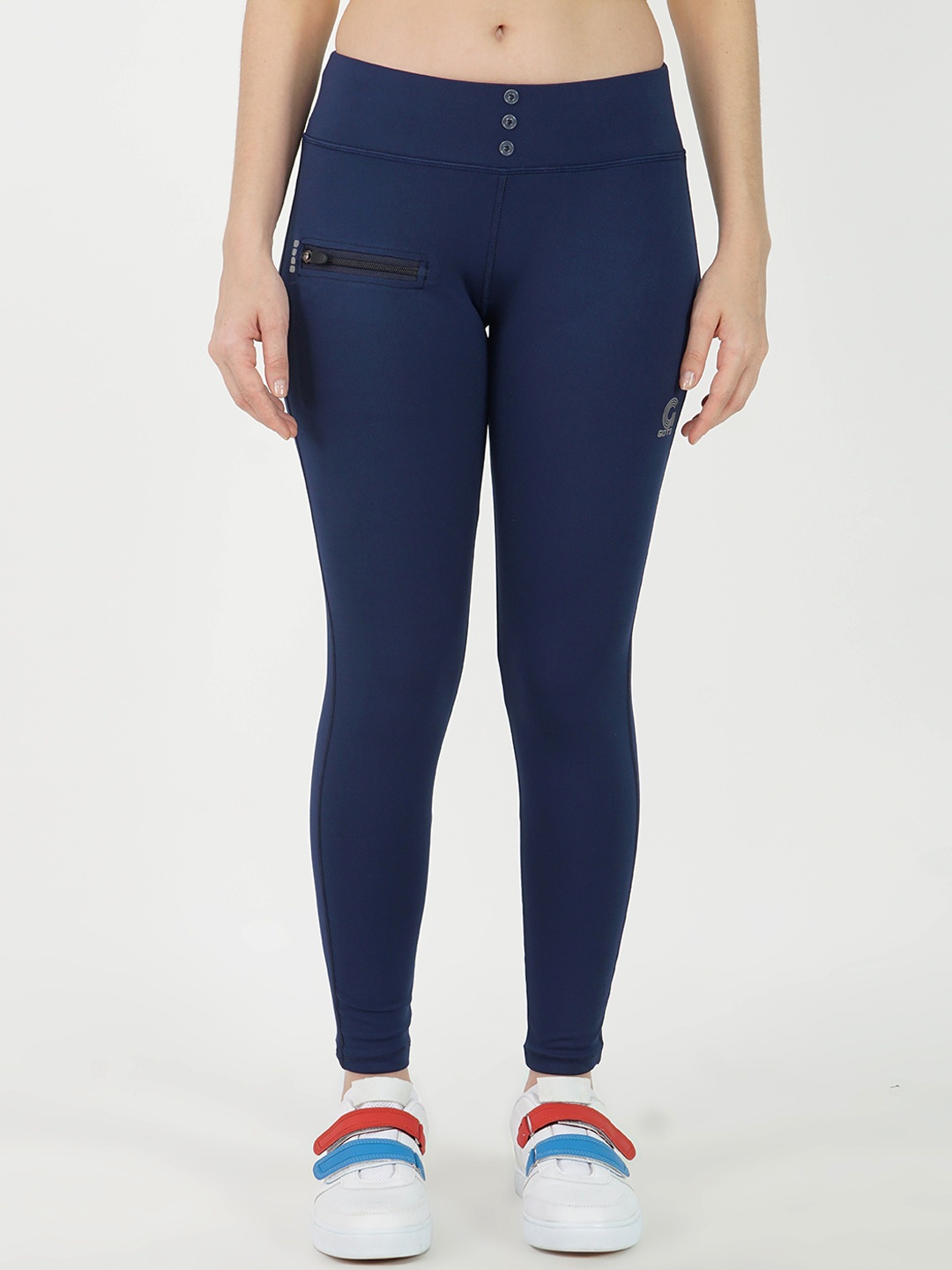 

GOTO Women Mid-Rise Ankle-Length Tights, Blue