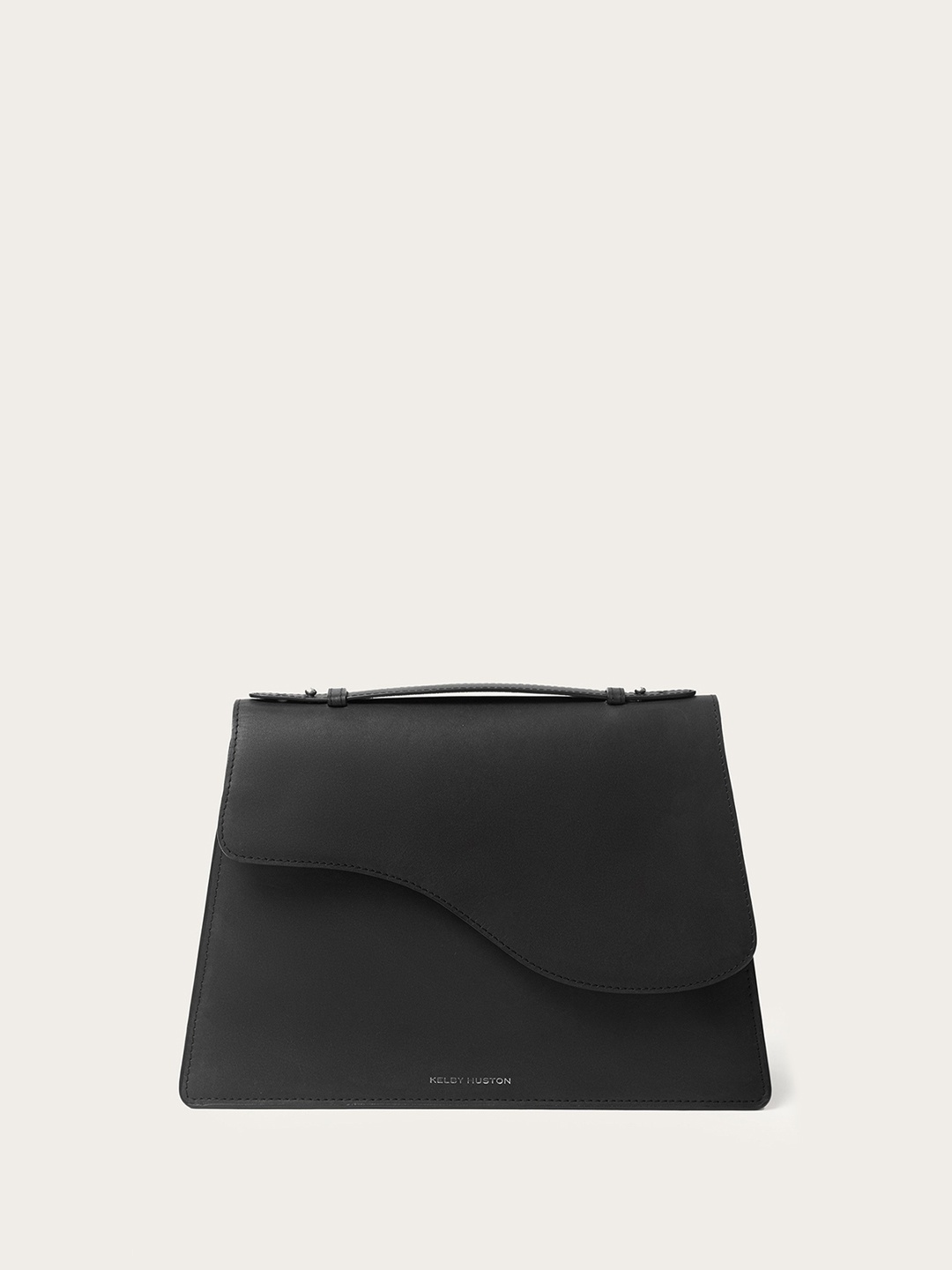 

KELBY HUSTON Leather Structured Handheld Bag with Bow Detail, Black