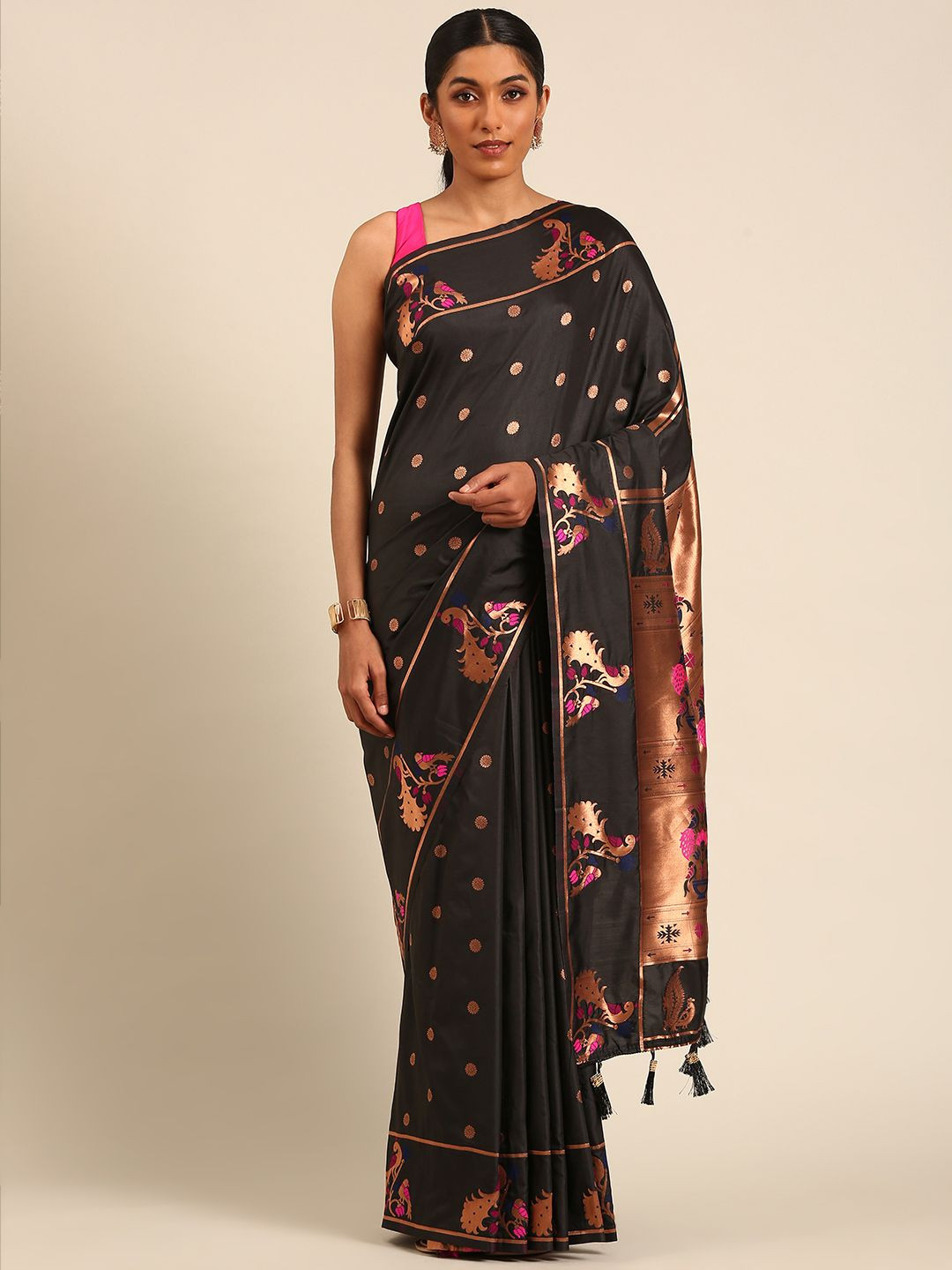 

Panzora Woven Design Paithani Saree, Black