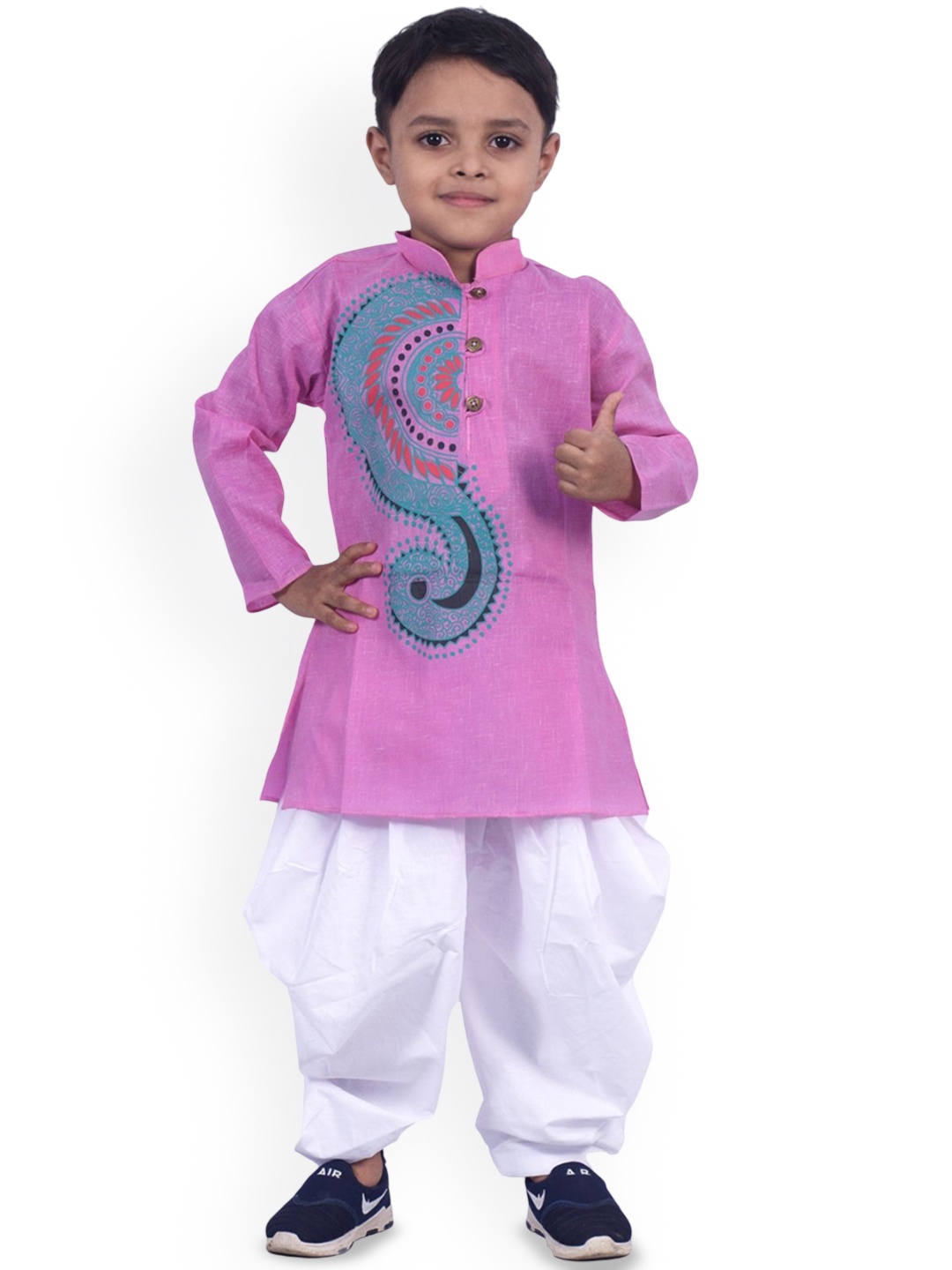 

Cae Boys Floral Printed Regular Kurta with Patiala, Purple