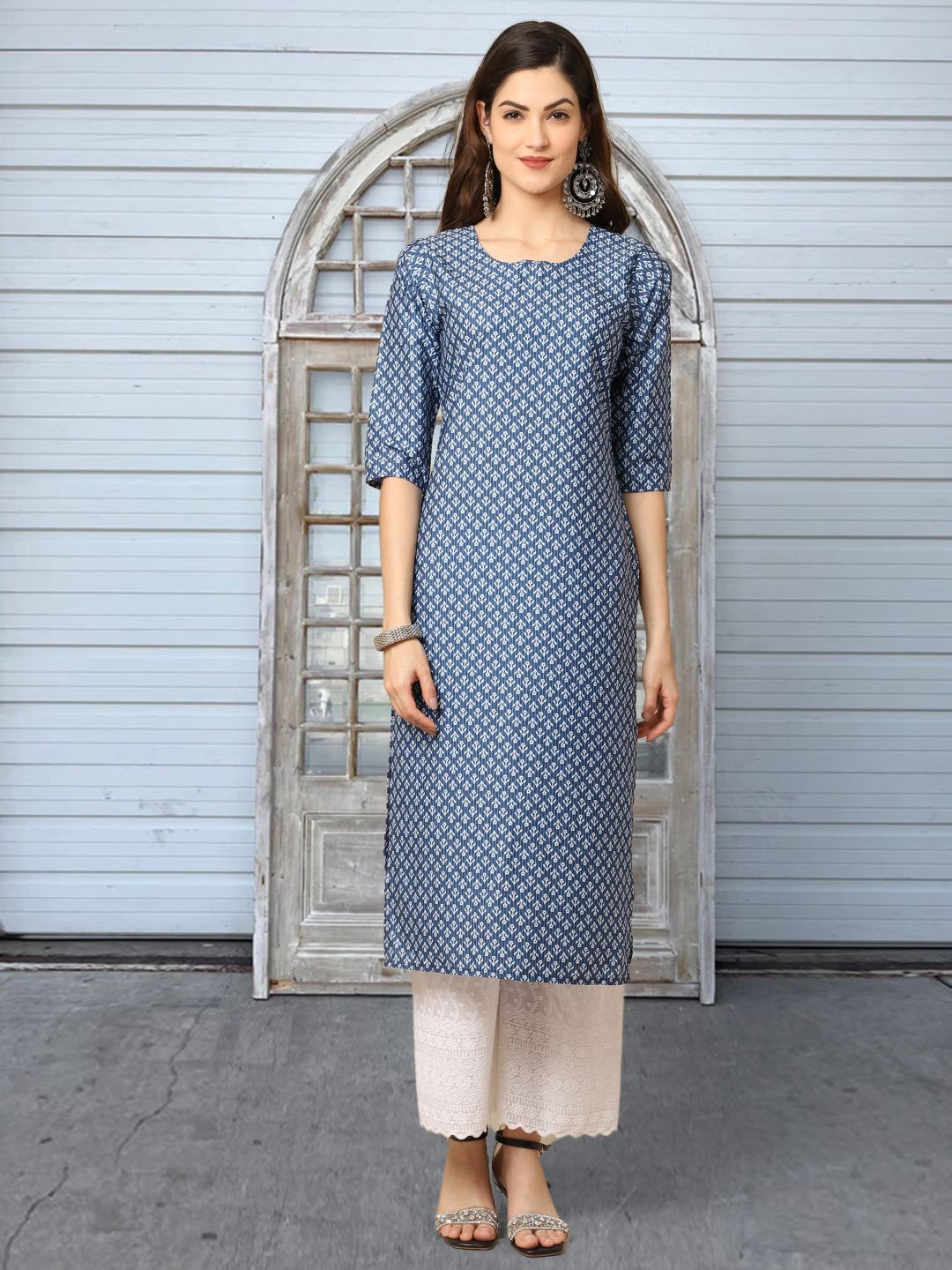 

Moda Rapido Ethnic Motifs Printed Straight Kurta, Blue