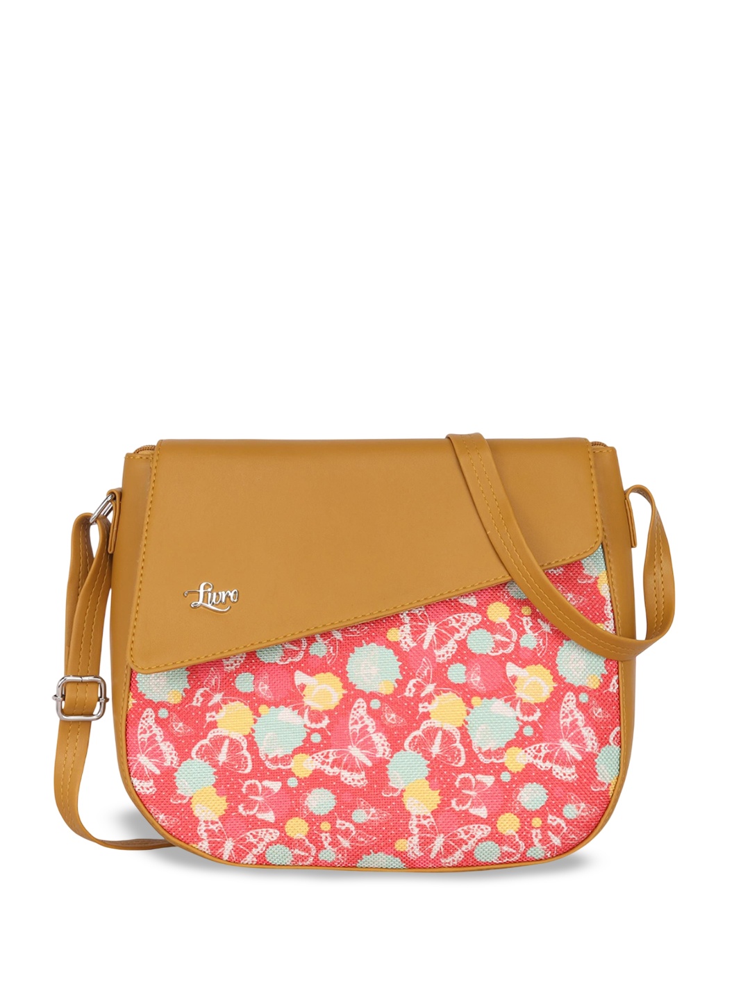 

LIVRO Floral Structured Sling Bag, Yellow