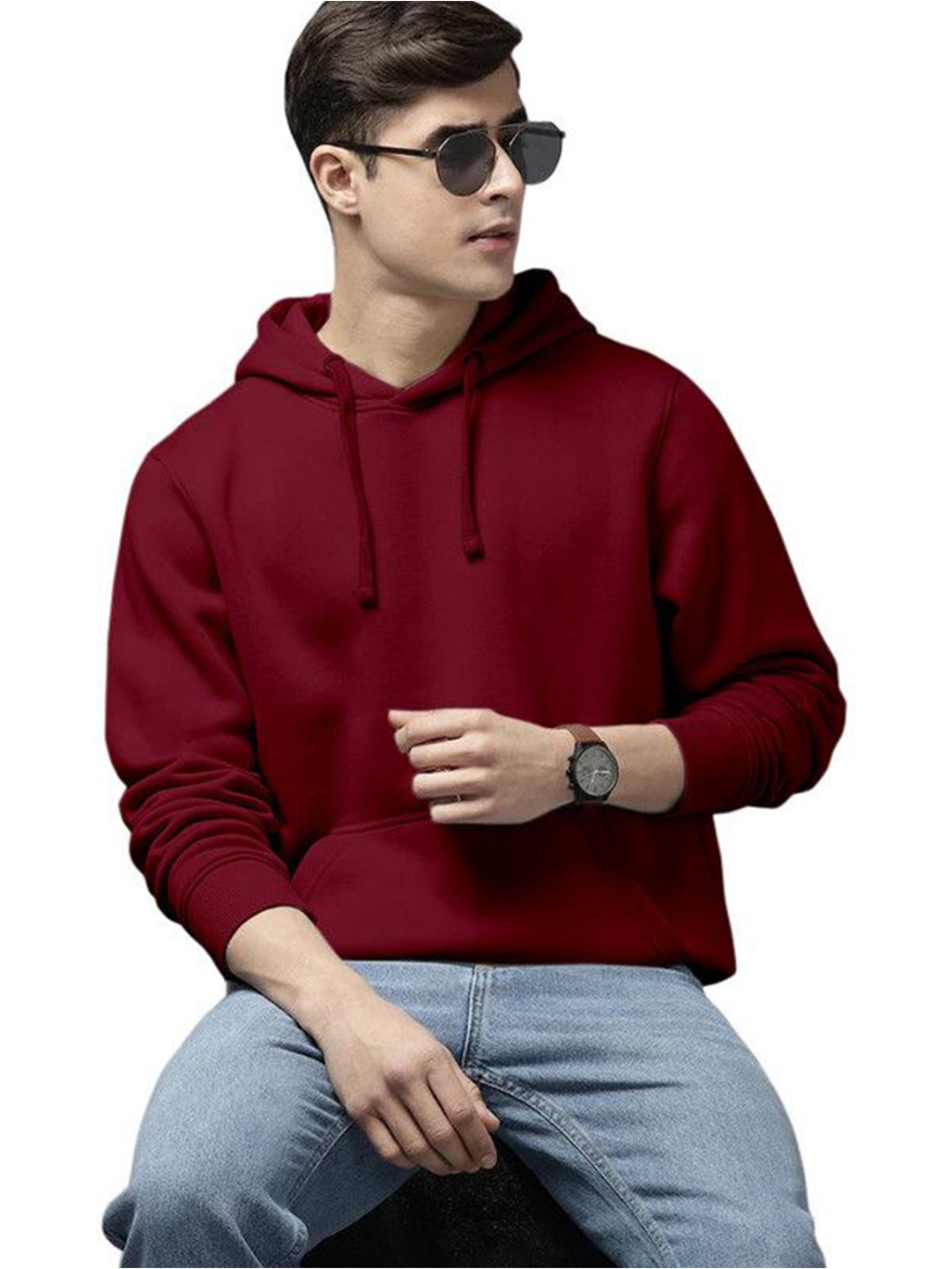 

WOOSTRO Men Solid Hooded Sweatshirt, Maroon