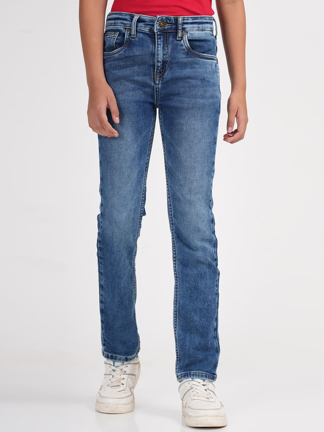 

ZION Boys Jean Slim Fit Light Fade Mid-Rise Stretchable Jeans, Blue
