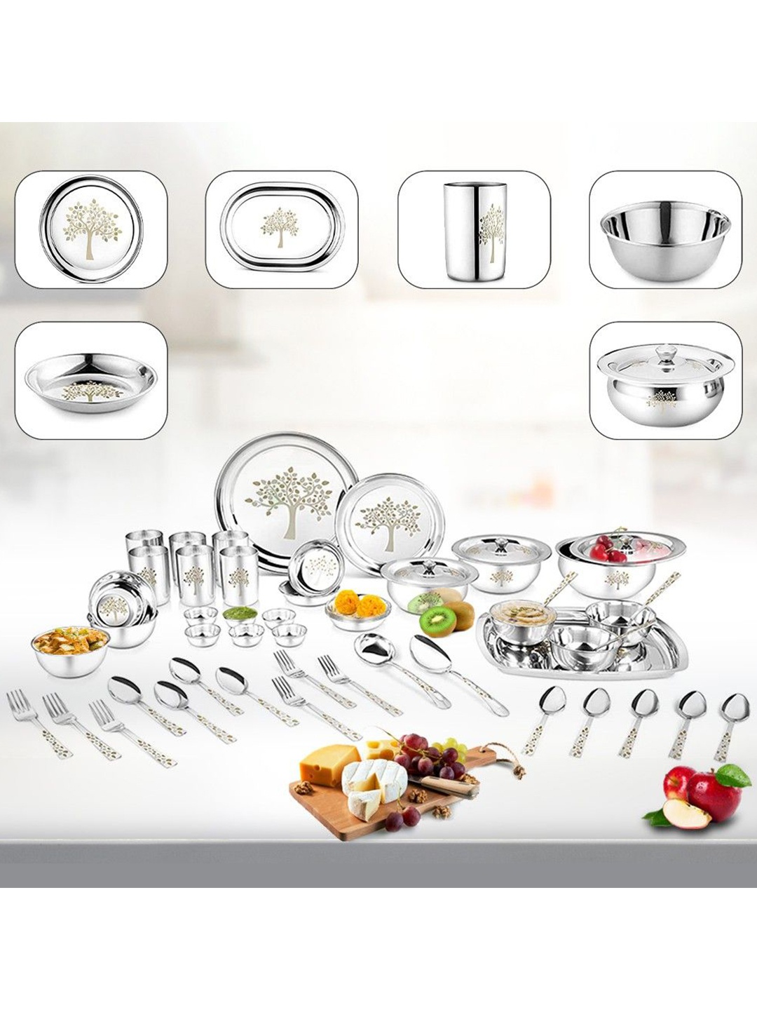 

Classic Essentials Unisex Silver Dinner Set