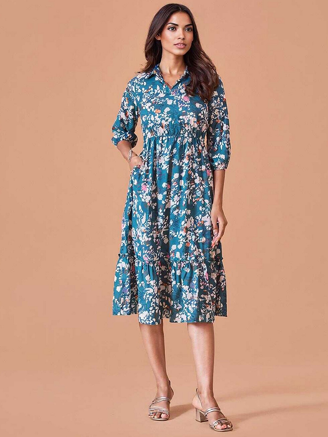 

DressBerry Women Floral Print Fit & Flare Midi Dress, Blue