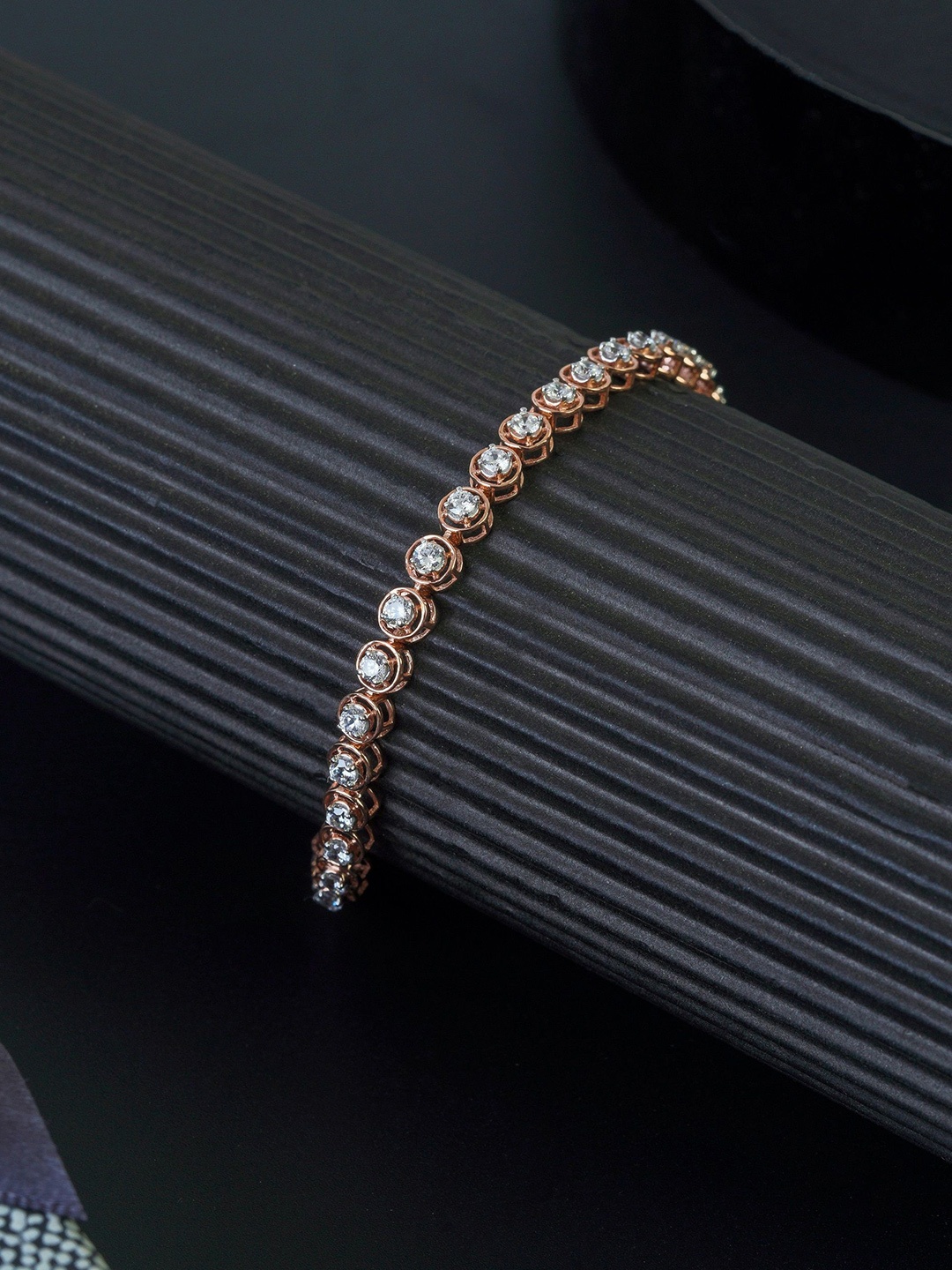 

KIORAH Women Sterling Silver Rose Gold-Plated Wraparound Bracelet