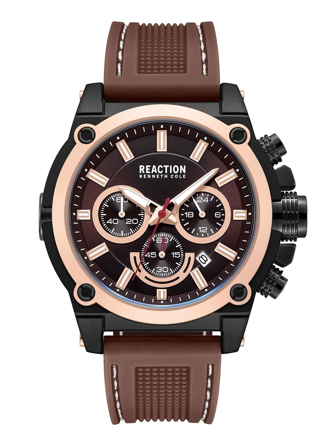 

REACTION KENNETH COLE Men Dial & Leather Straps Analogue Watch KRWGO0070004, Brown