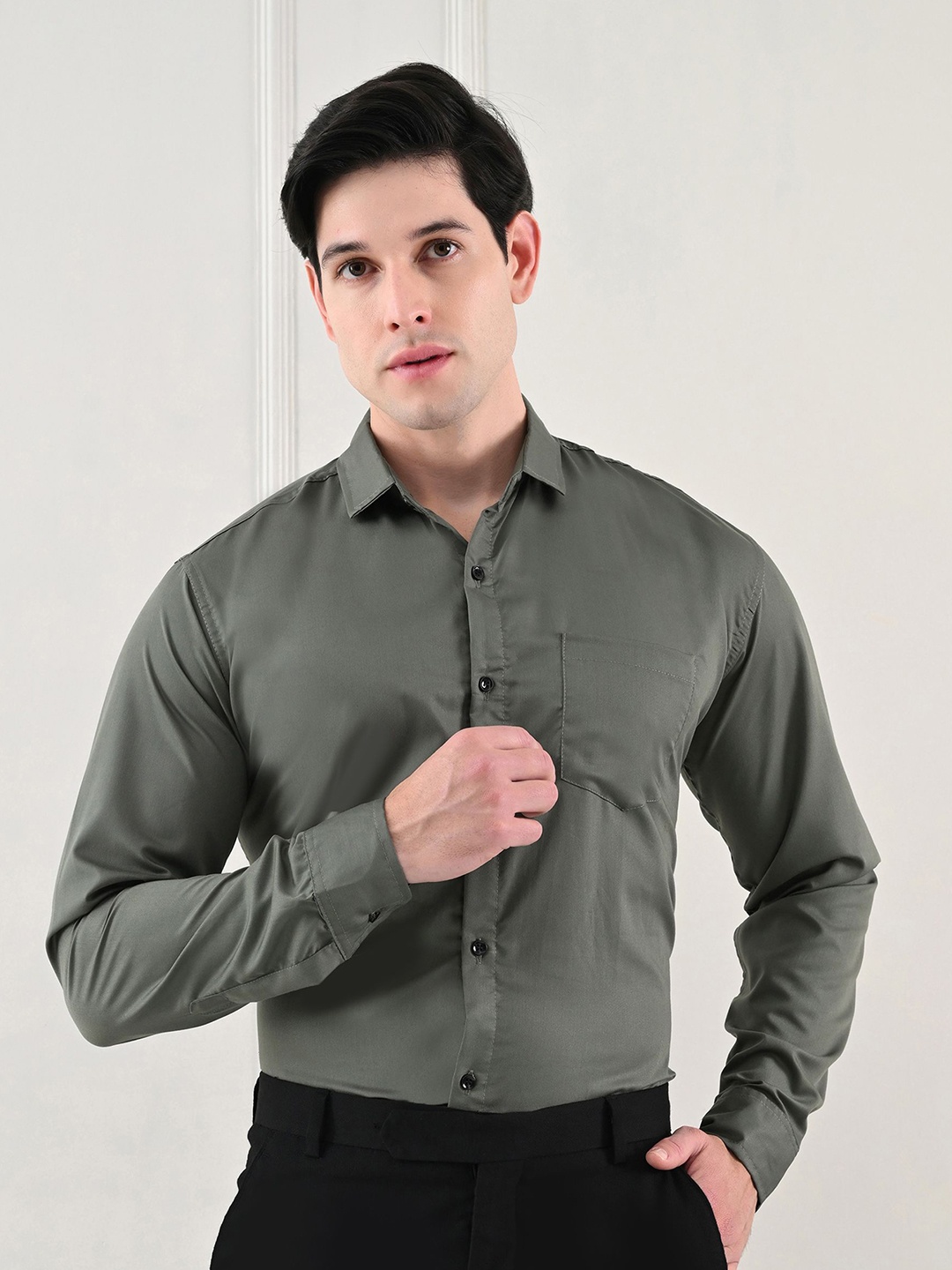 

BOWLIFESTYLE Men Comfort Opaque Formal Shirt, Grey