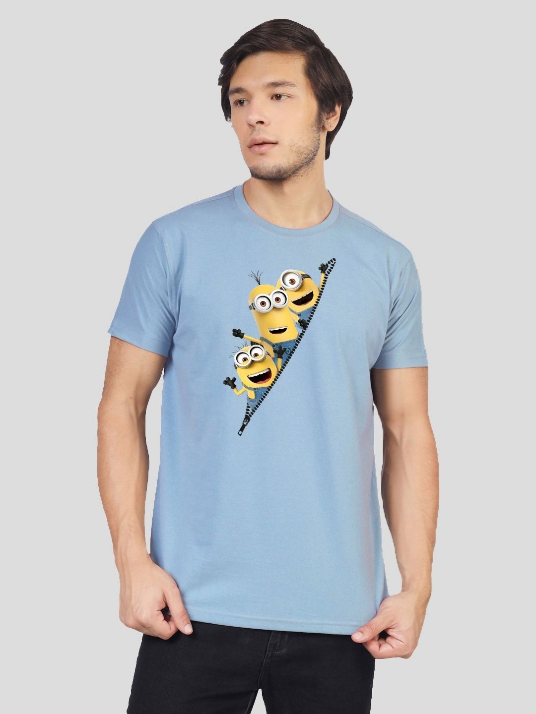 

Greylongg Men Minions Graphic Printed Round Neck T-shirt, Blue