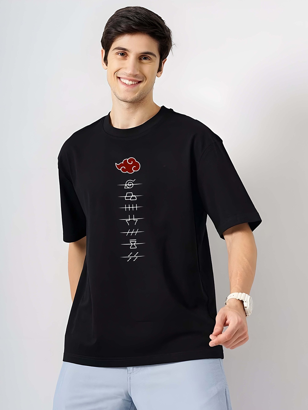 

Krimmple Men Drop-Shoulder Sleeves Pure Cotton T-shirt, Black