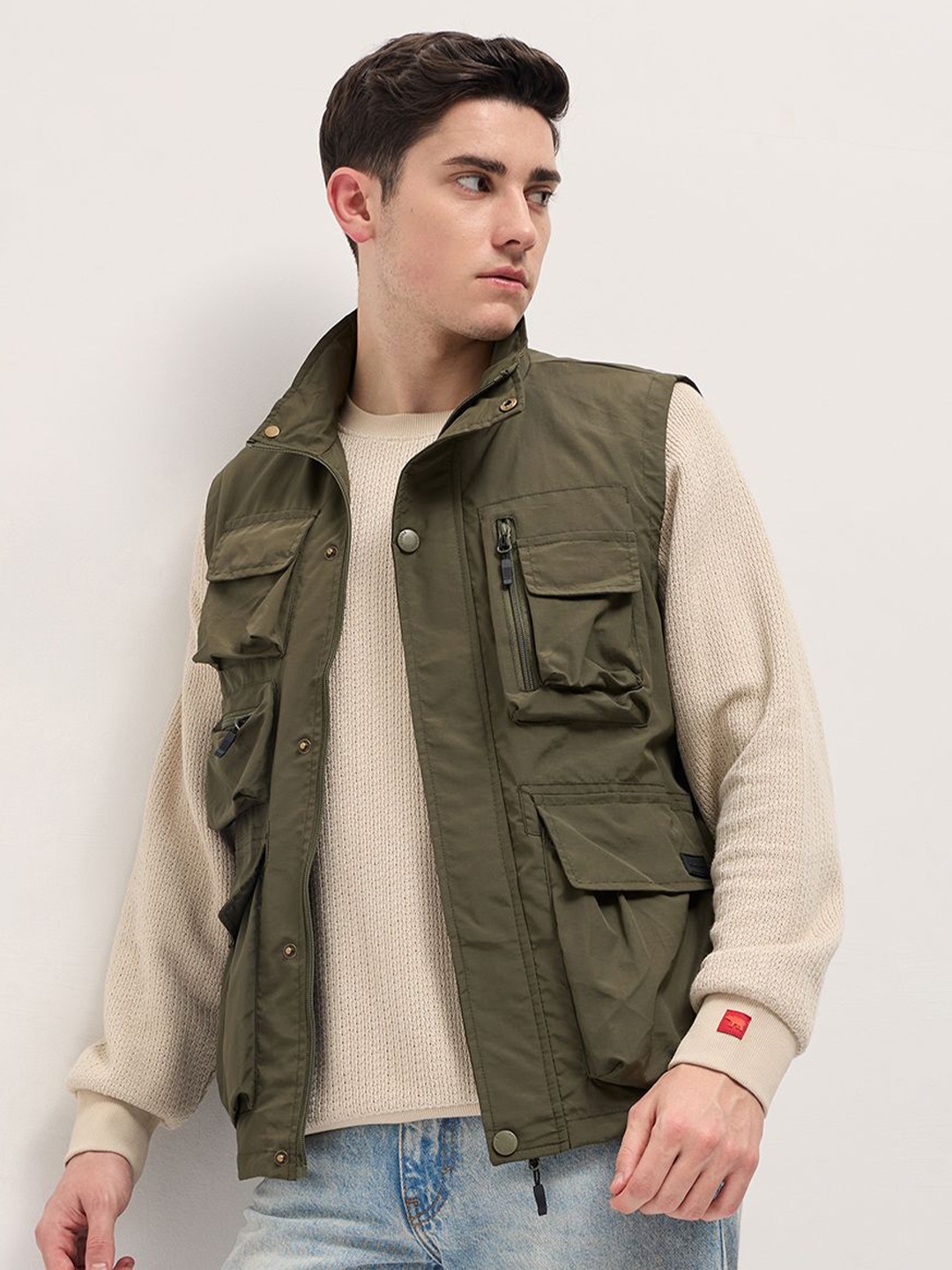 

THE BEAR HOUSE Men Outdoor Open Front Jacket, Olive