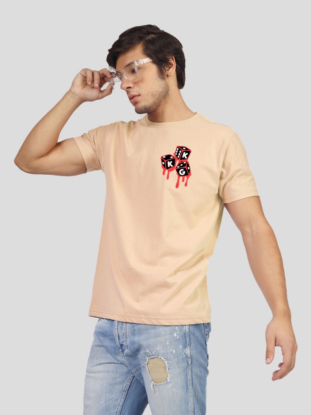 

Greylongg Men Printed T-shirt, Beige