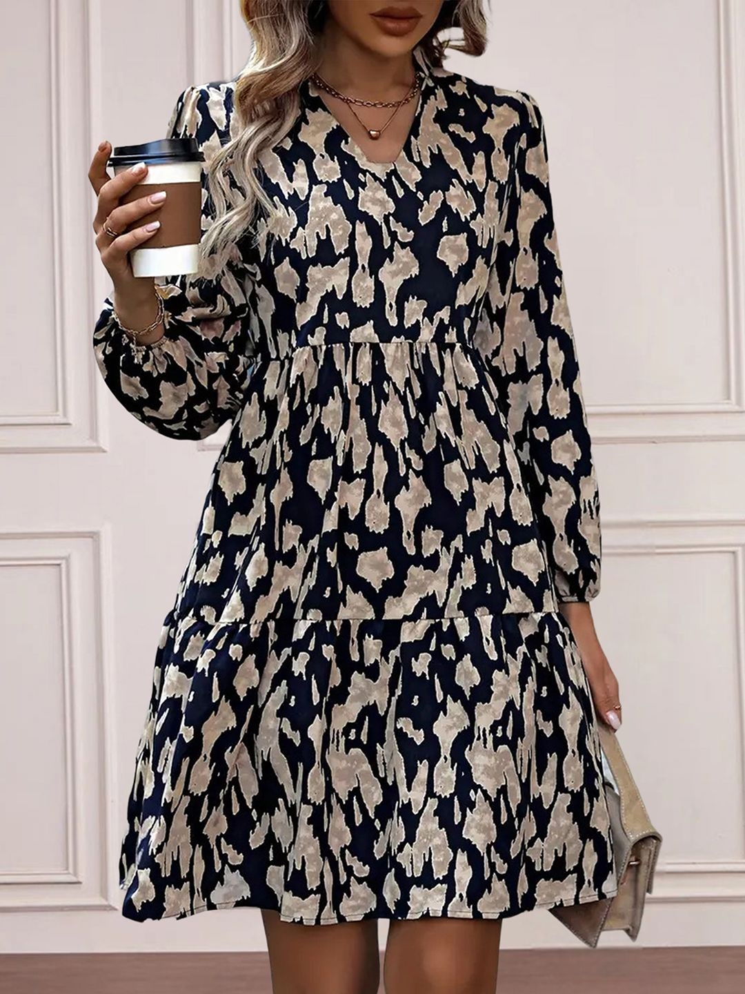 

MISS AYSE Floral Print Applique Fit & Flare Dress, Multi