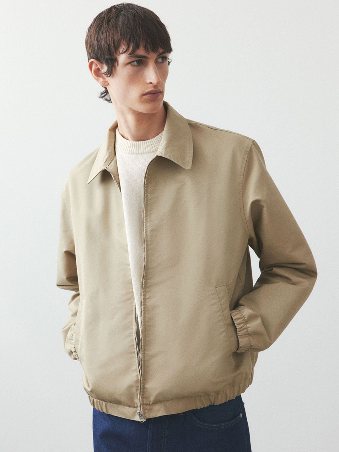 

H&M Regular Fit Denim Jacket, Beige