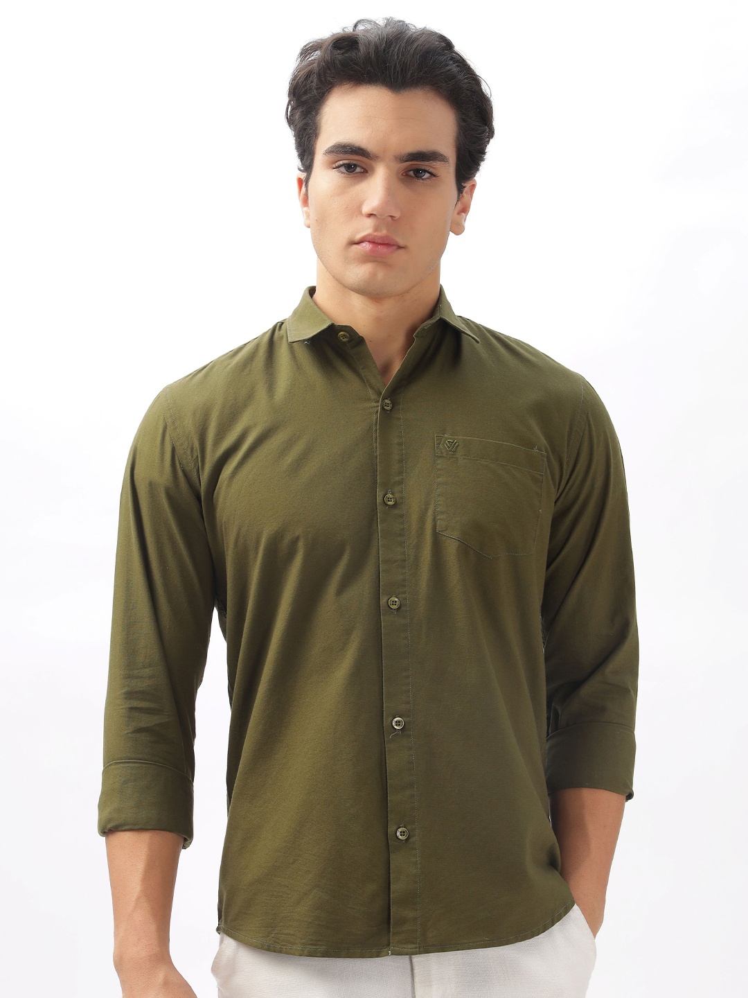 

BS BLUE SQUAD Men Slim Fit Opaque Casual Shirt, Green