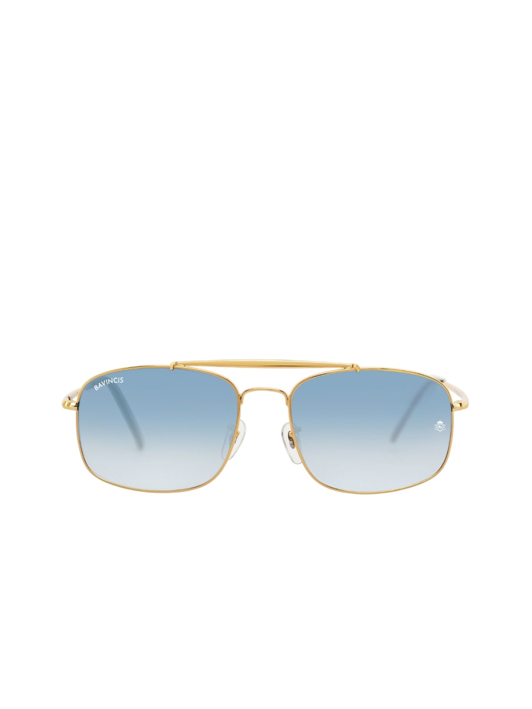 

BAVINCIS Unisex Square Sunglasses with UV Protected Lens GM-3560-GOLD-BLUE-CLASSIC