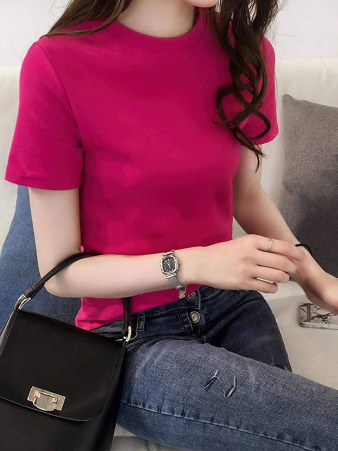 

DressBerry Women Applique T-shirt, Pink