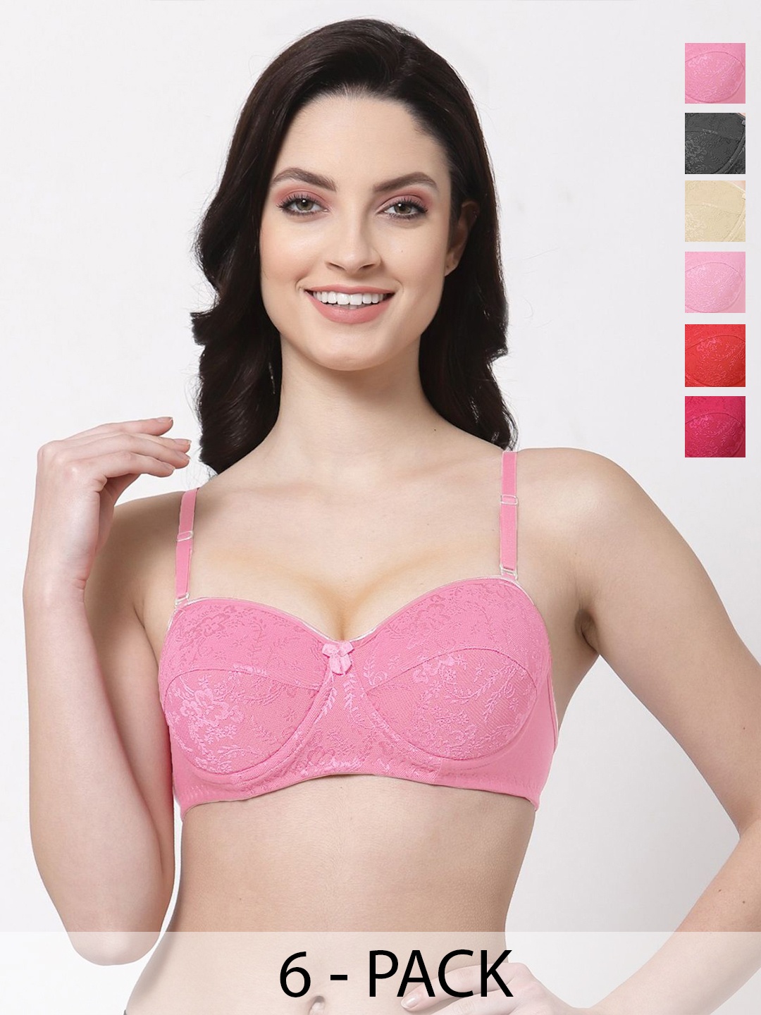 

SHYAM SONS FLAIR Floral Bralette Bra Full Coverage Lightly Padded, Pink