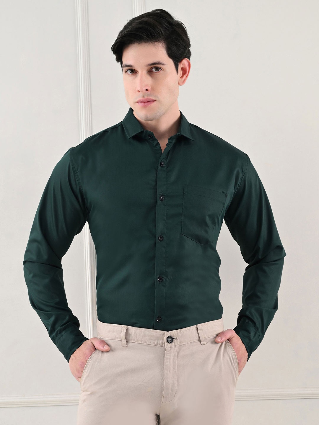 

BOWLIFESTYLE Men Comfort Opaque Formal Shirt, Green