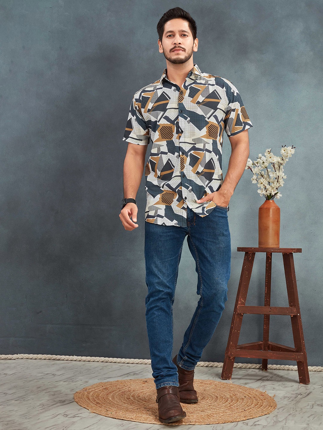 

Moda Rapido Men Comfort Opaque Printed Casual Shirt, White