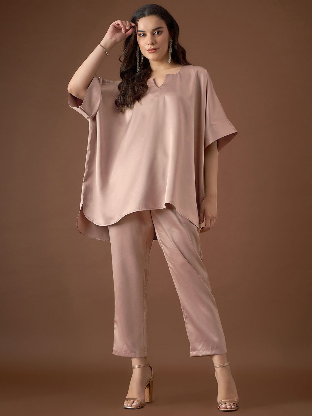 

MABISH by Sonal Jain Anti Fit Kaftan Top With Pants, Nude