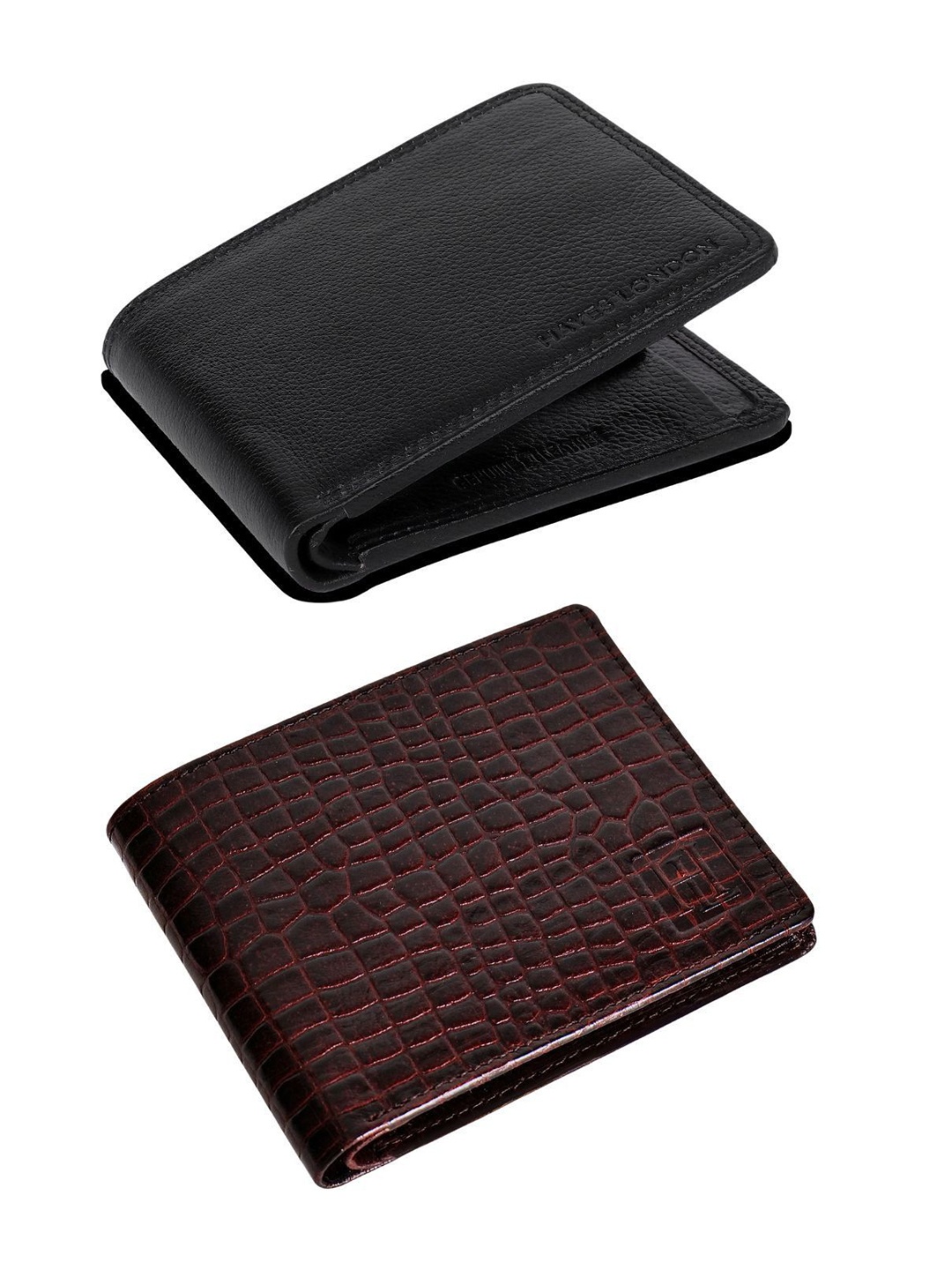 

Hayes London Men Wallets Pack of 2 Genuine Leather with RFID Blocking Combo, Black
