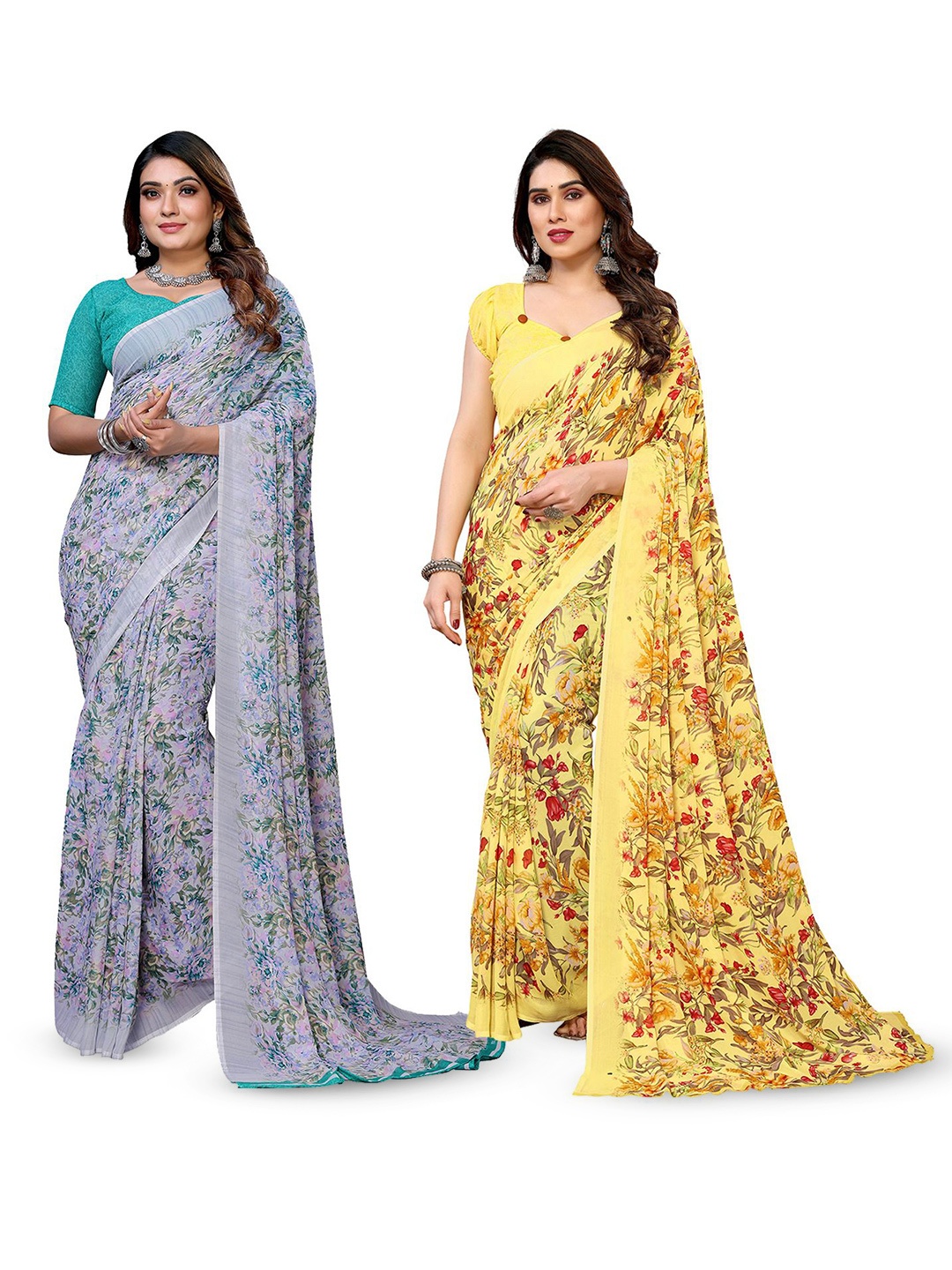 

Moda Rapido Floral Poly Georgette Saree, Yellow