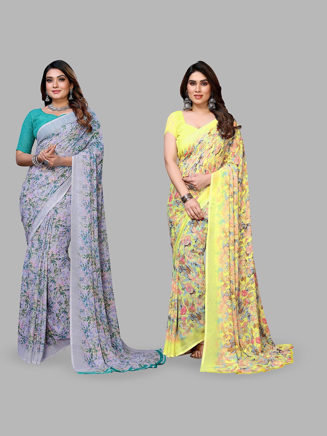 

Moda Rapido Floral Poly Georgette Saree, Yellow