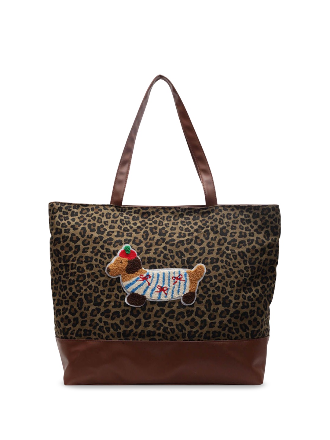 

StyleCast Printed Shopper Tote Bag with Tasselled, Brown