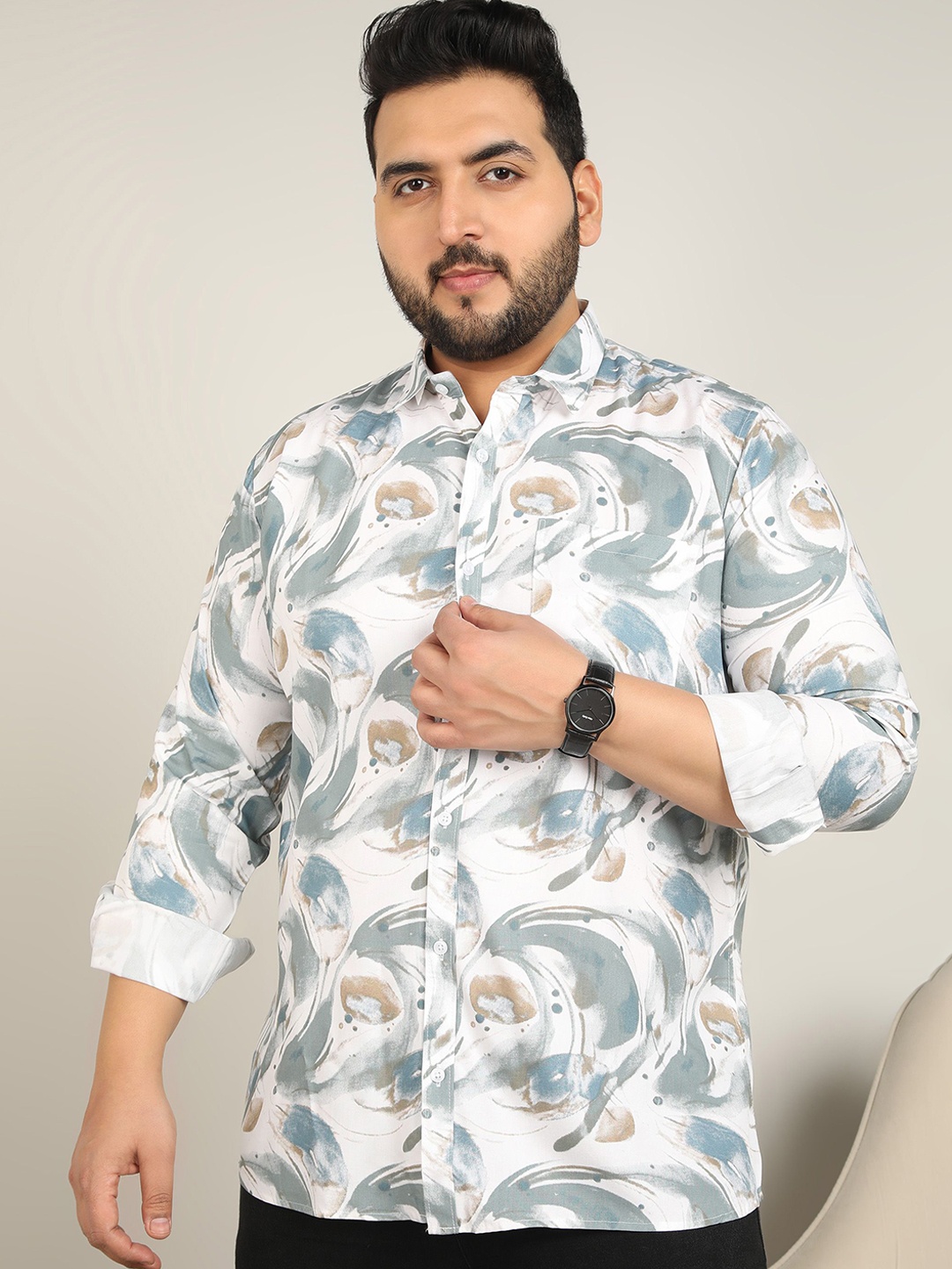 

ADWYN PETER Men Classic Floral Opaque Printed Casual Shirt, White