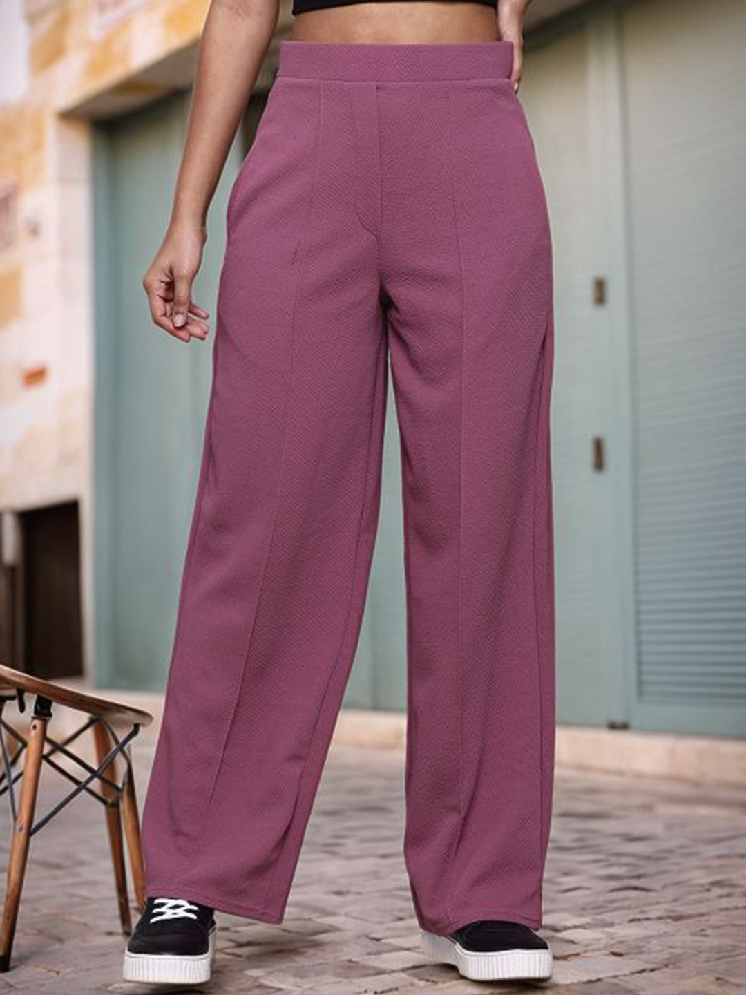 

DressBerry Women Smart High-Rise Wrinkle Free Trousers, Pink