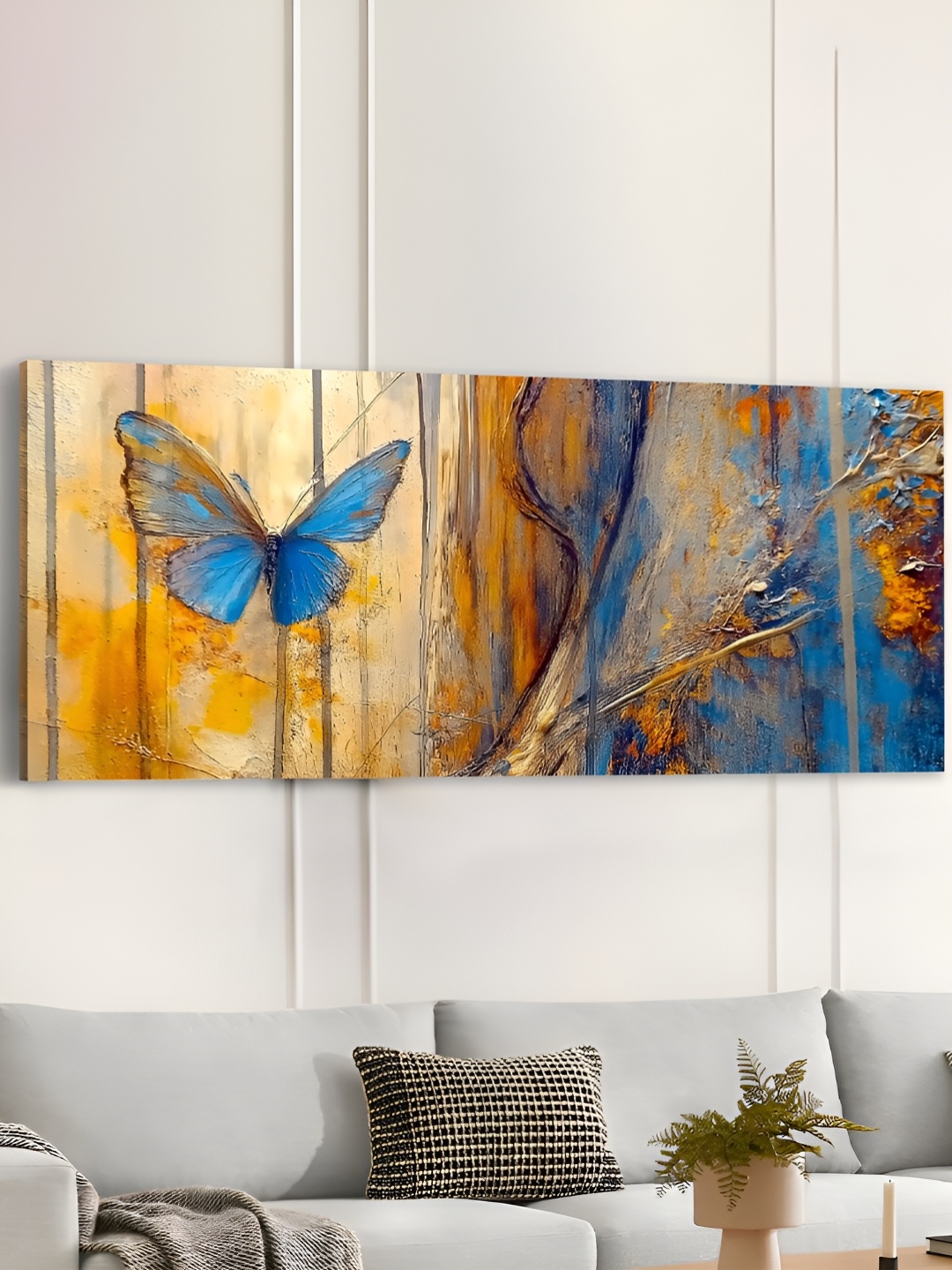 

Art Street Blue & Yellow 1 Piece Canvas Birds and Animals Wall Paintings