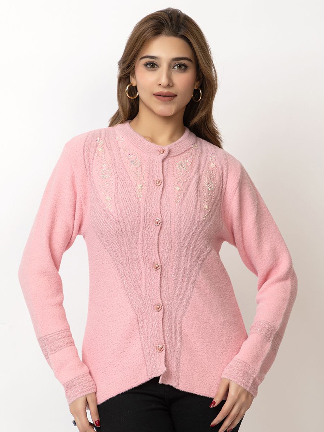 

Lady Leaf Women Floral Cardigan, Pink