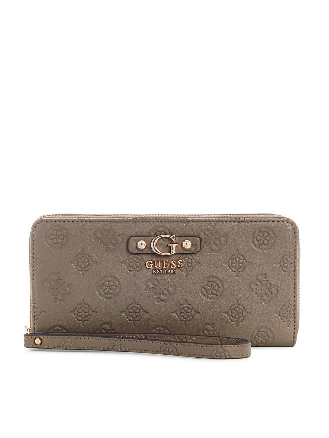 

GUESS Women Printed PU Zip Around Wallet, Taupe
