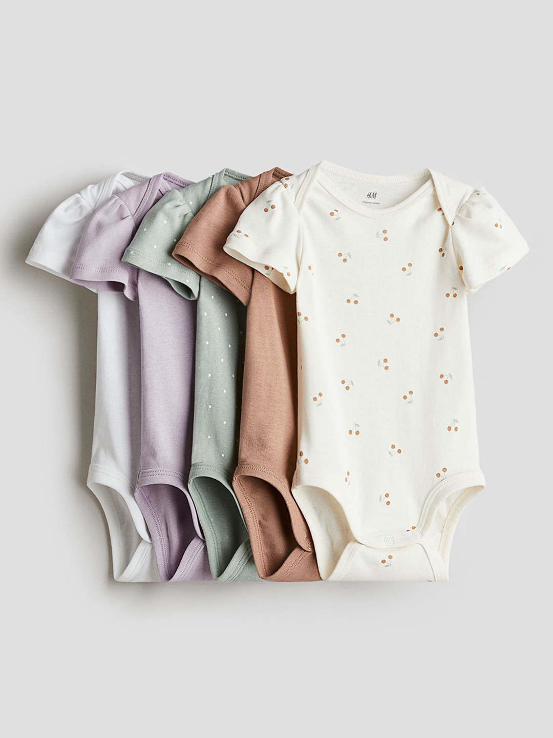 

H&M Kids 5-Pack Cotton Bodysuits, Beige