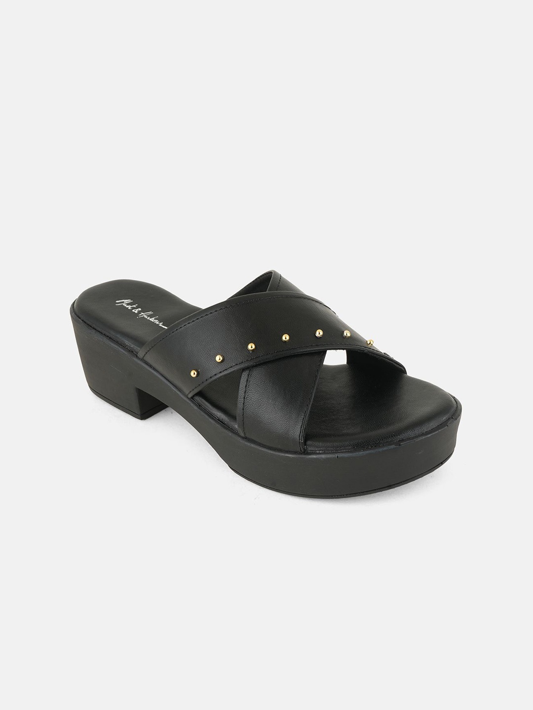 

Mast & Harbour Women Embellished Work Flatform Sandals, Black