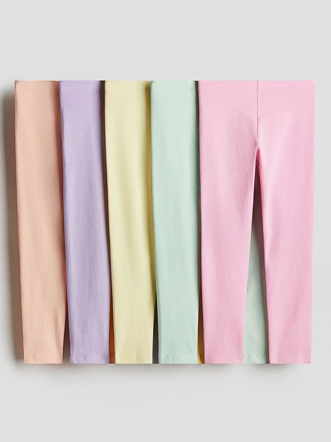 

H&M Girls 5-Pack Jersey Leggings, Pink