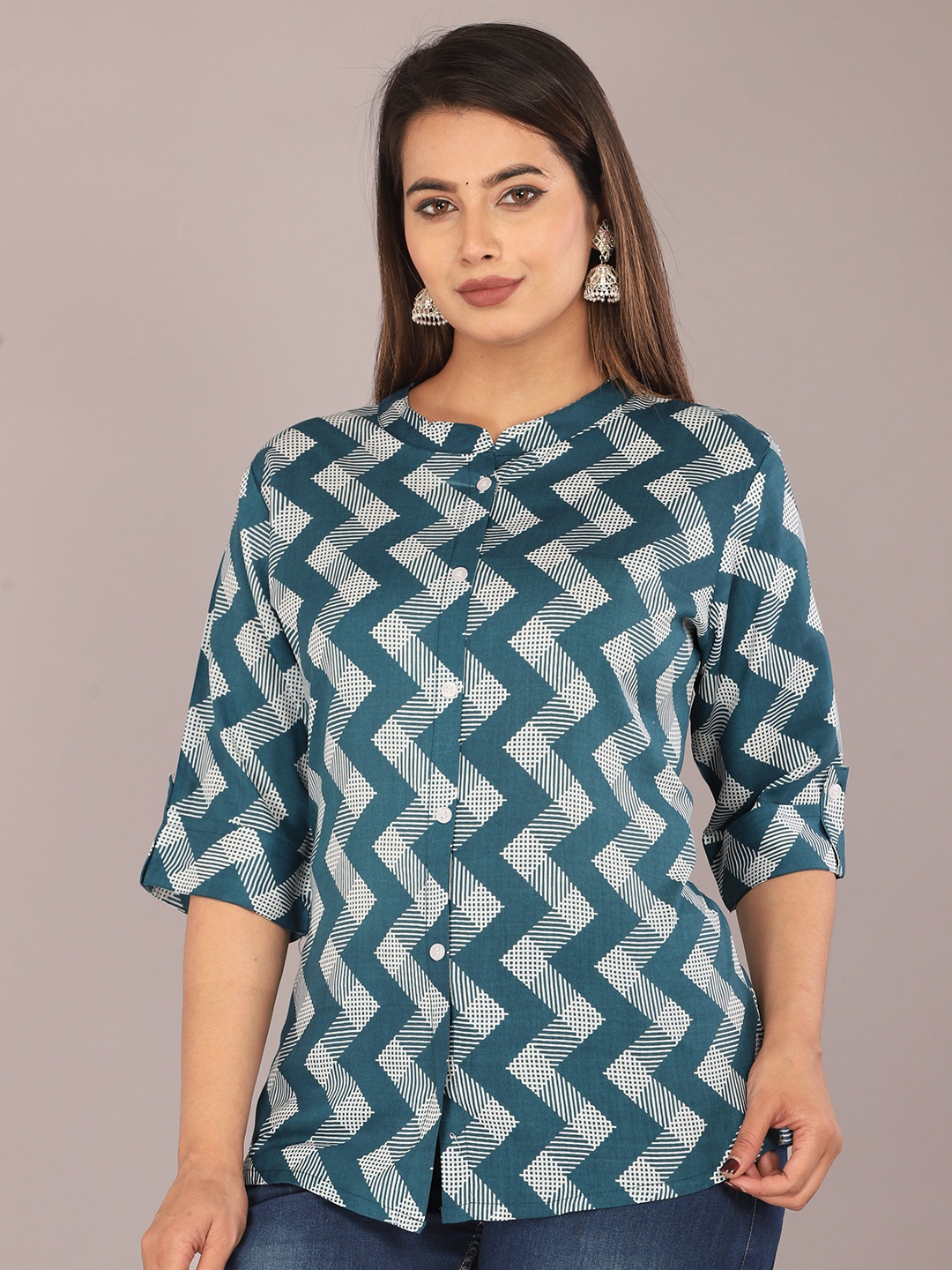 

Radhika Fashion Women Comfort Opaque Printed Casual Shirt, Teal