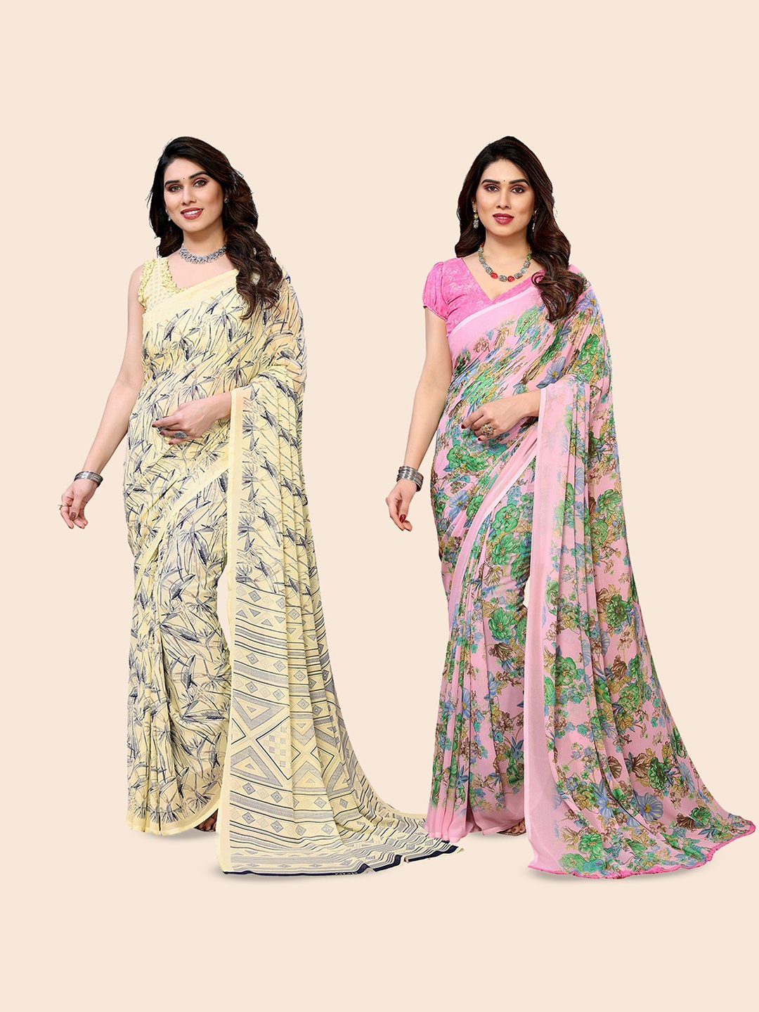 

Moda Rapido Floral Poly Georgette Saree, Green