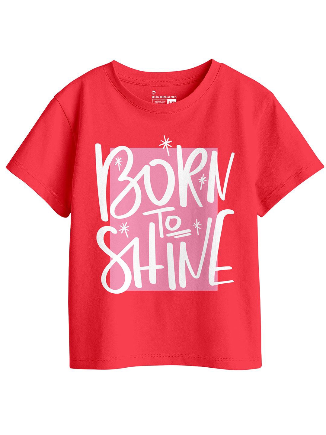 

BonOrganik Girls Printed Pure Cotton T-shirt, Red