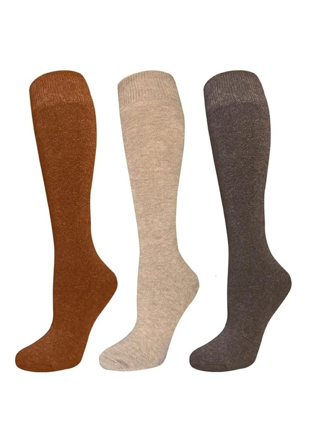 

EL REGALO Women Pack Of 3 Knee Length Socks, Brown